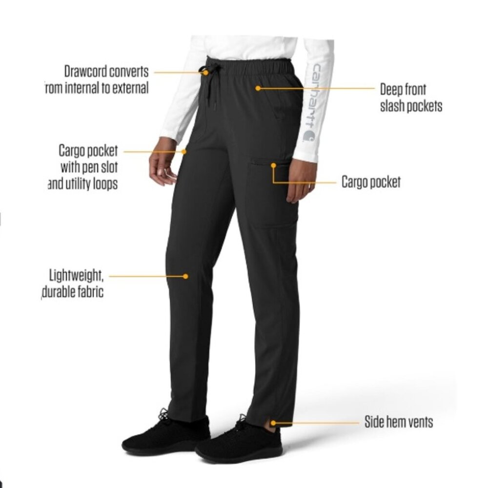 Carhartt Force Straight Leg Cargo Style Women's Scrub Pants - Medium in Black